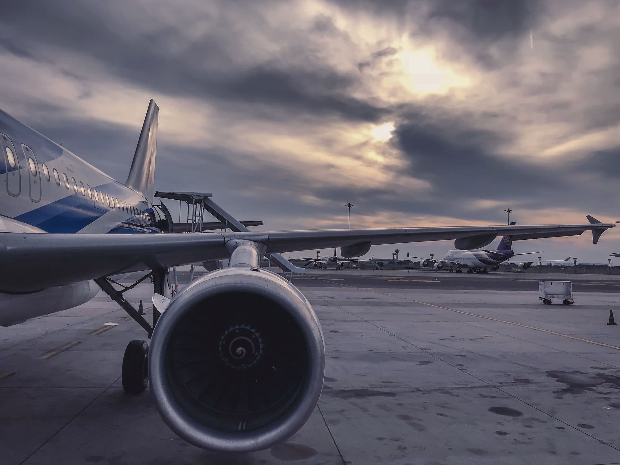 Widebody jet on a night apron